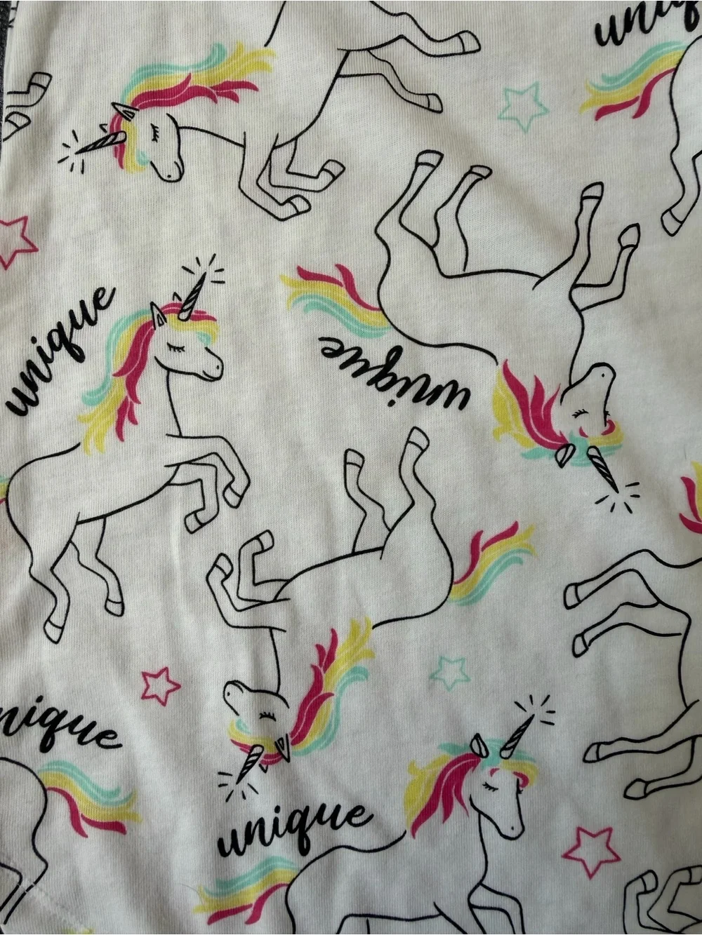 Justice - White Unicorn Tank with Pink “Unique” Pocket and Rainbow Accents